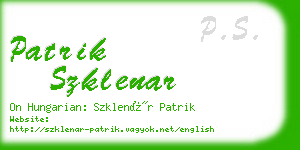 patrik szklenar business card